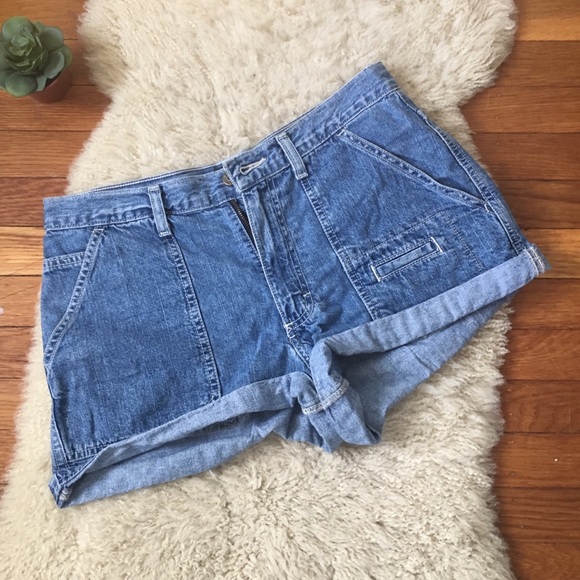 Vintage dungarees jean shorts - Picture 1 of 4